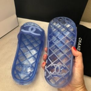 chanel blue jelly slides
